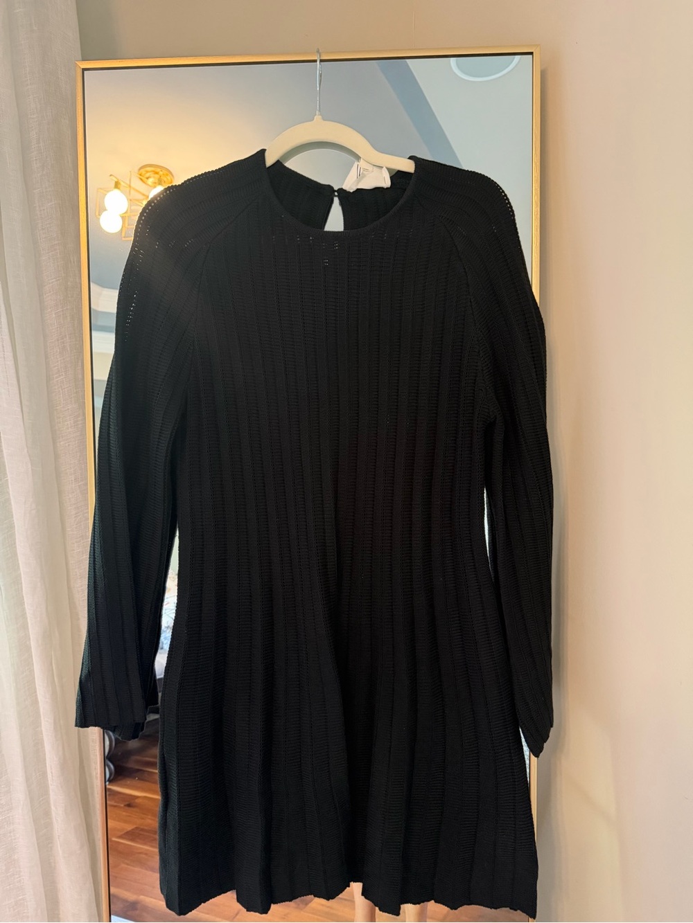 Pomander Place Black Ribbed Long-Sleeve Knit Dress